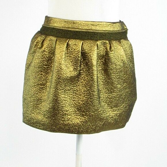 Metallic gold DIANE VON FURSTENBERG mini skirt 0 - Picture 1 of 8